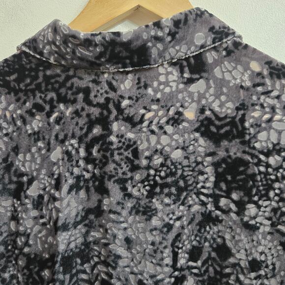 J Jill Womens Whimsigoth Silk Blend Velvet Oversized Semi-sheer Button Up Top L - Picture 8 of 12